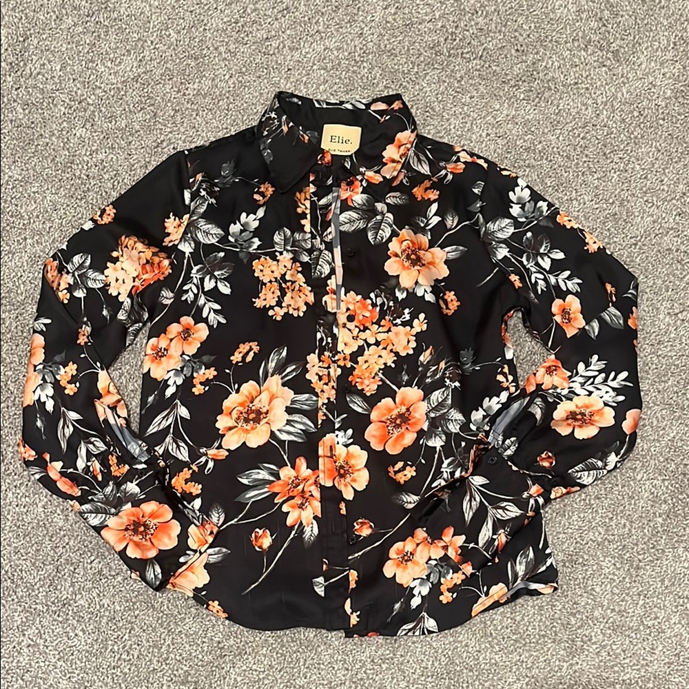 Elie Tahari Floral Button-Up Blouse